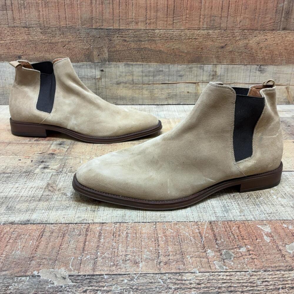 ALDO Boots Mens Size 12 45 Beige Suede Chelsea Ankle Pull On Dress Casual Bootie